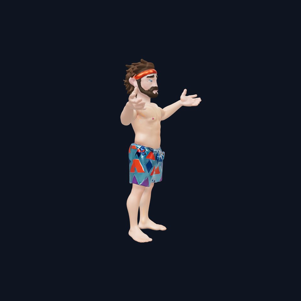 Beach Guy Rigged and Animated D Character Model